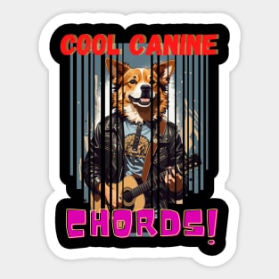 "Cool Canine Chords: Groovy Guitar Style" Sticker